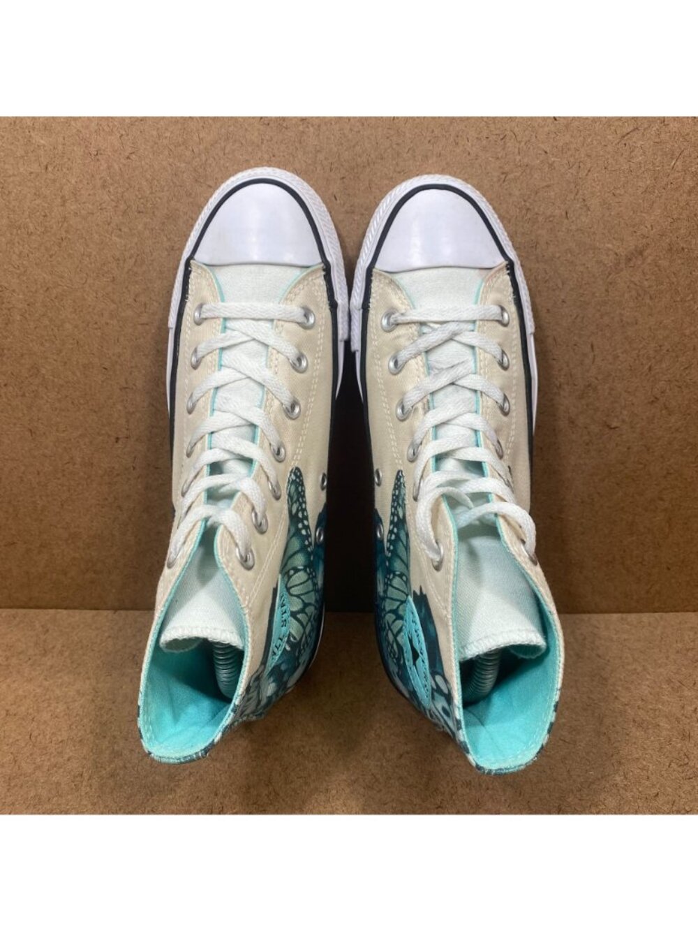 Converse Chuck Taylor All Star Womens Butterfly High-Top Shoes Size 8 White Teal - Picture 4 of 8